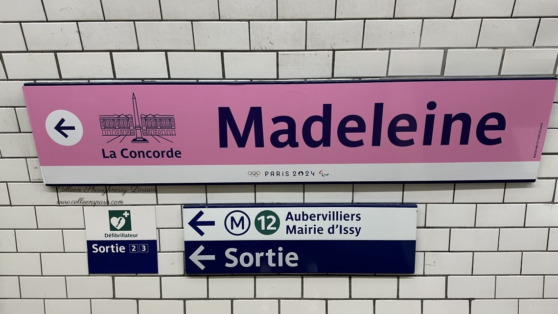 Directional sign at Madeleine station how to exit for La Concorde, which will be closed